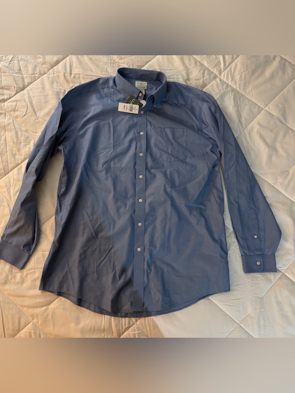 L.L. Bean Men's Button-Down Dress Shirt - Light Blue Sz 17.5/37 NEW - Picture 3 of 7